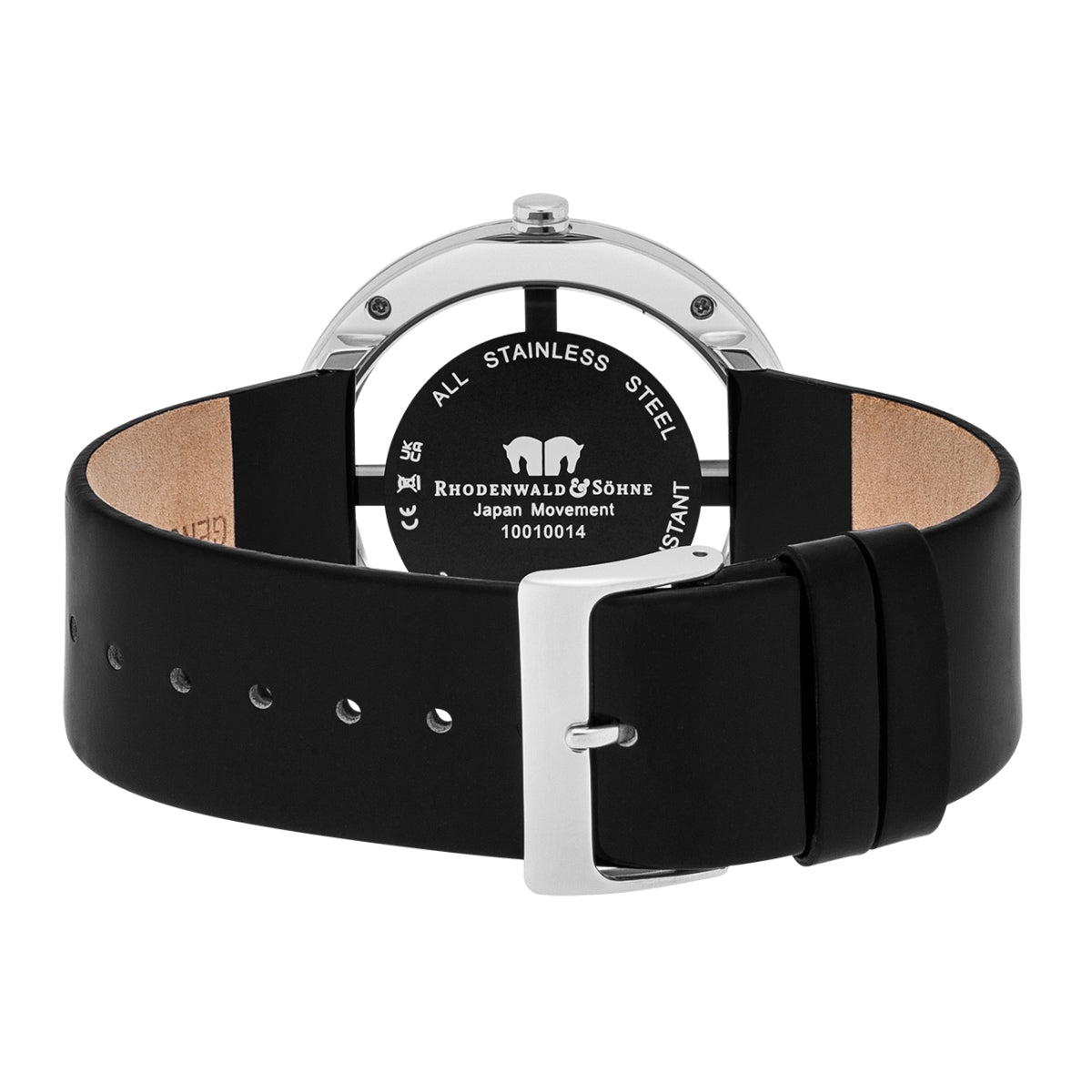 Damen Quarzuhr silber Echtleder schwarz