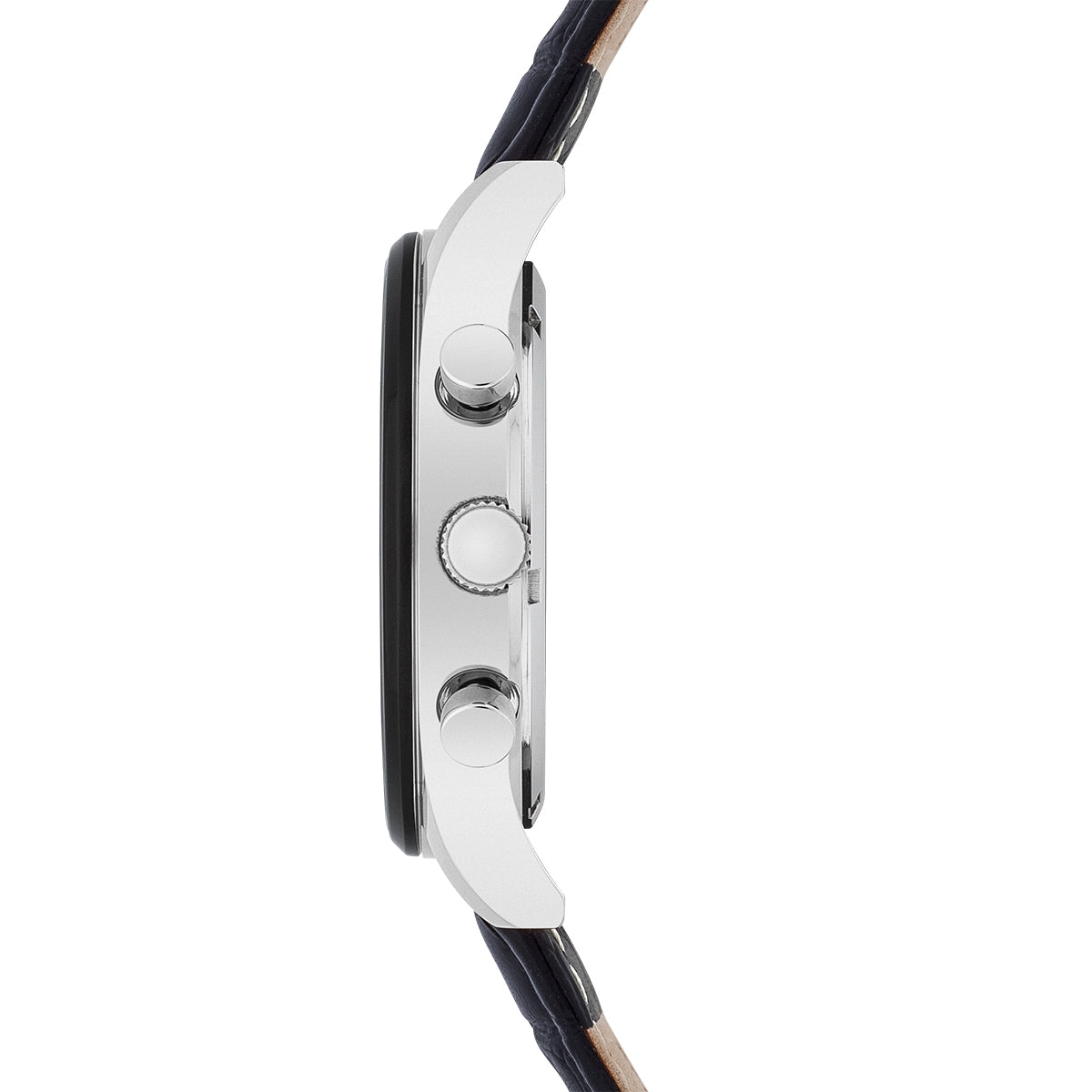 Herren Chronograph silber/schwarz Echtleder schwarz