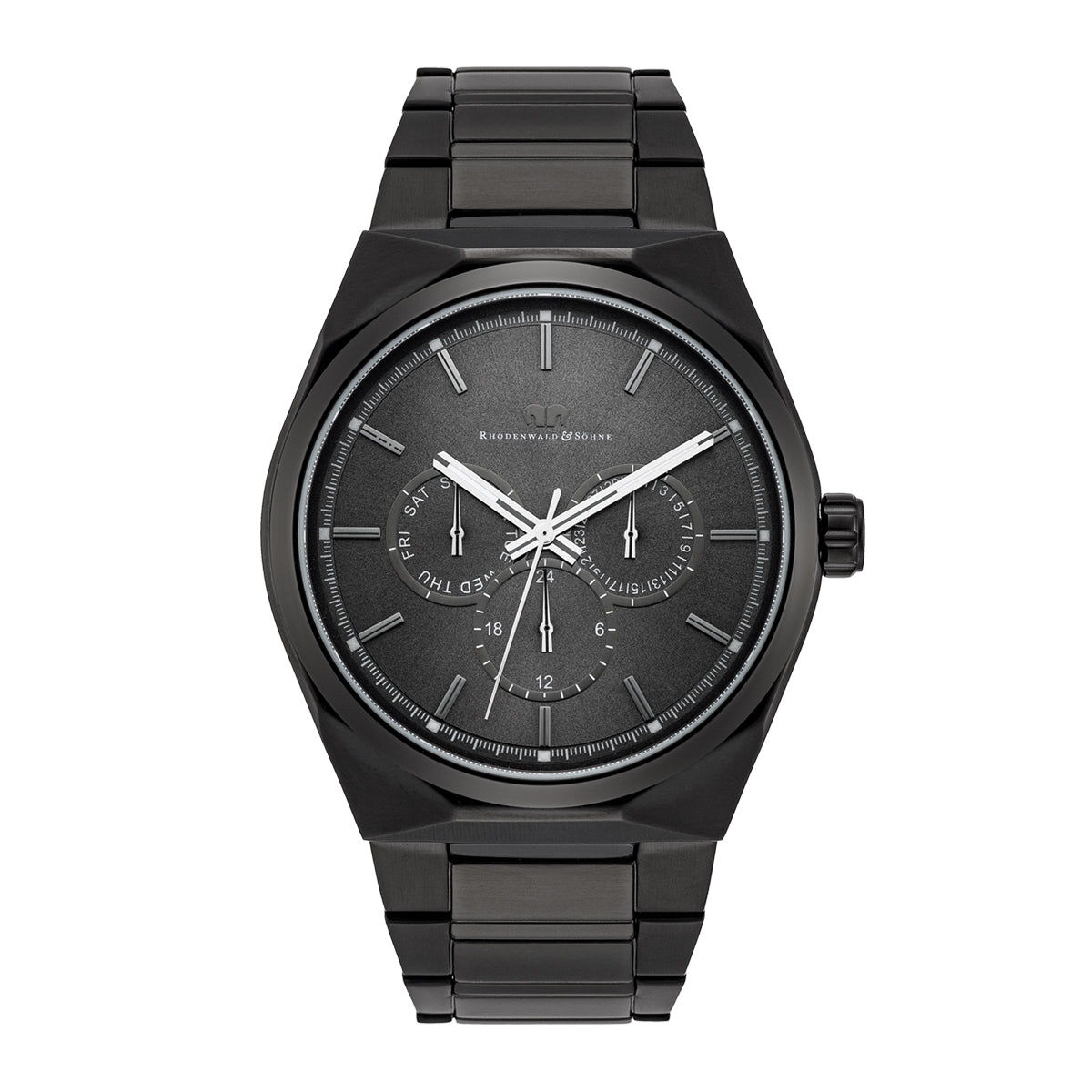 Herren Multifunktionsuhr schwarz Edelstahl schwarz
