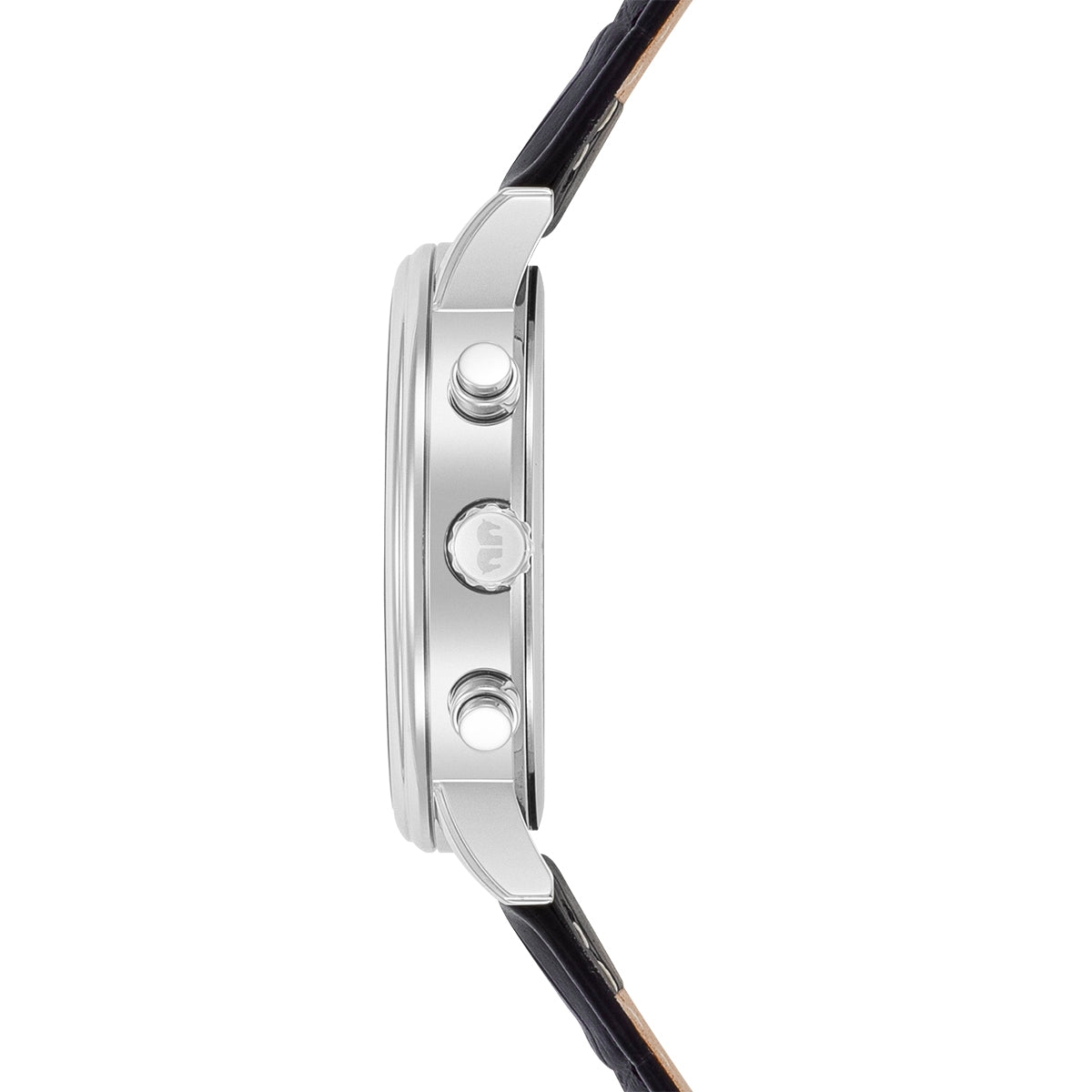 Herren Chronograph silber Echtleder schwarz