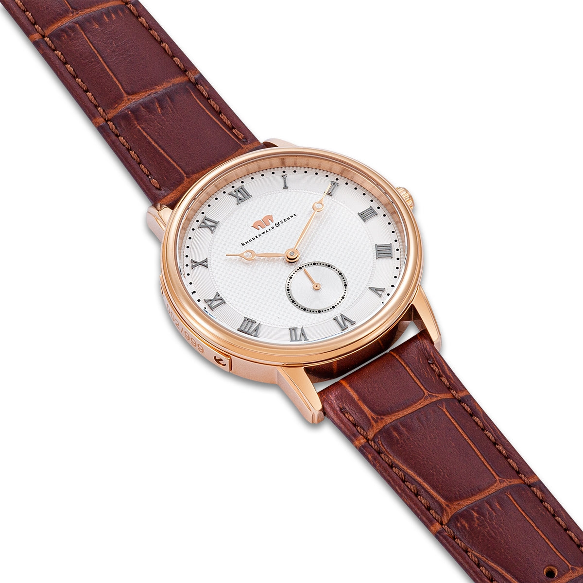 Herren Quarzuhr roségold Echtleder braun