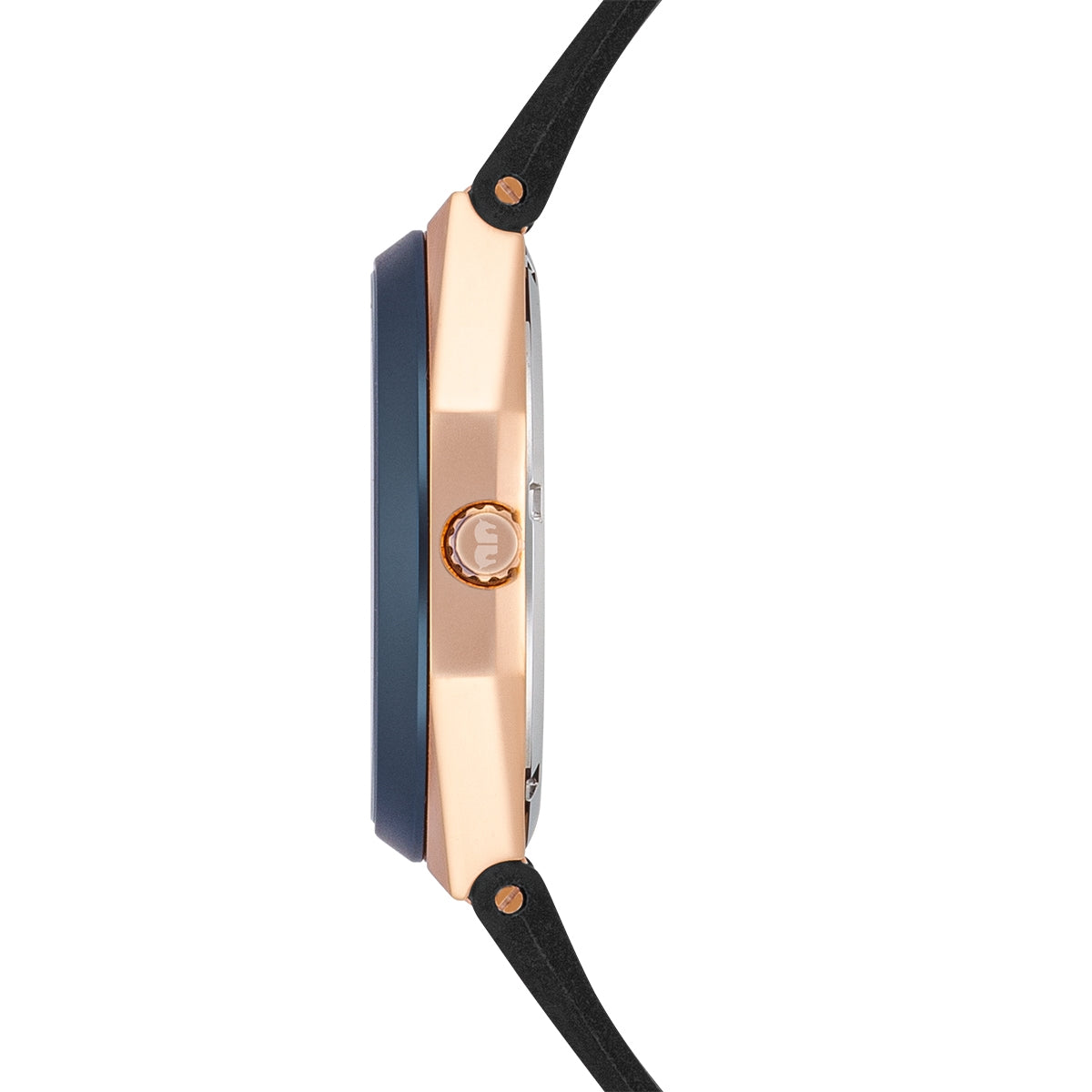 Herren Quarzuhr roségold Echtleder/Silikon schwarz