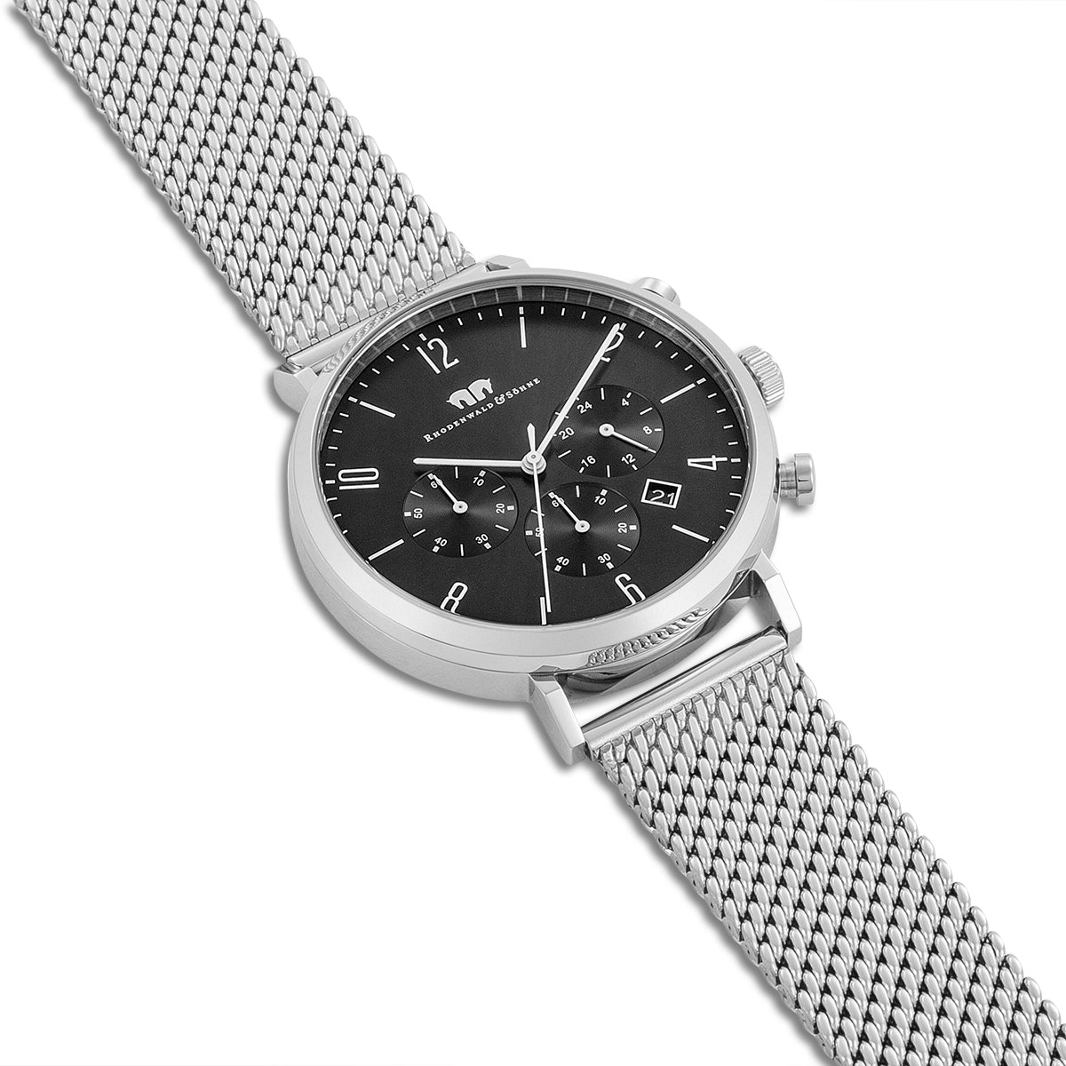 Herren Chronograph silber Edelstahl silber