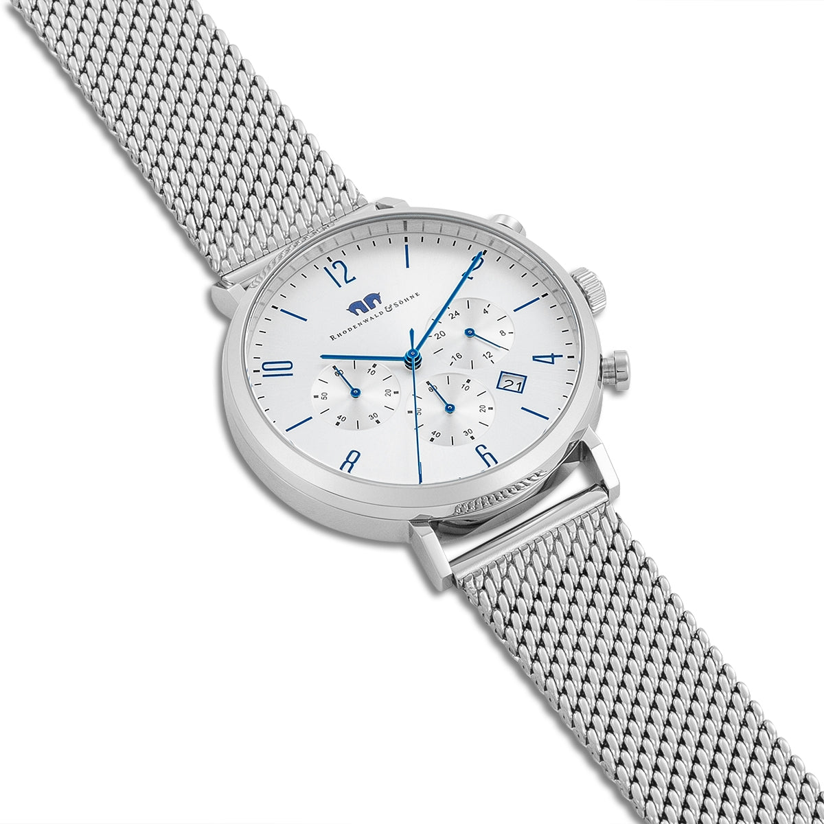 Herren Chronograph silber Edelstahl silber