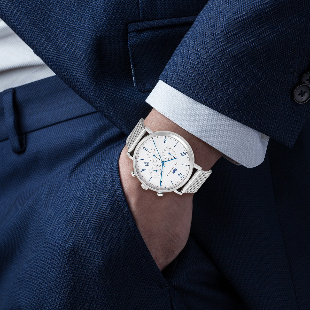 Herren Chronograph silber Edelstahl silber