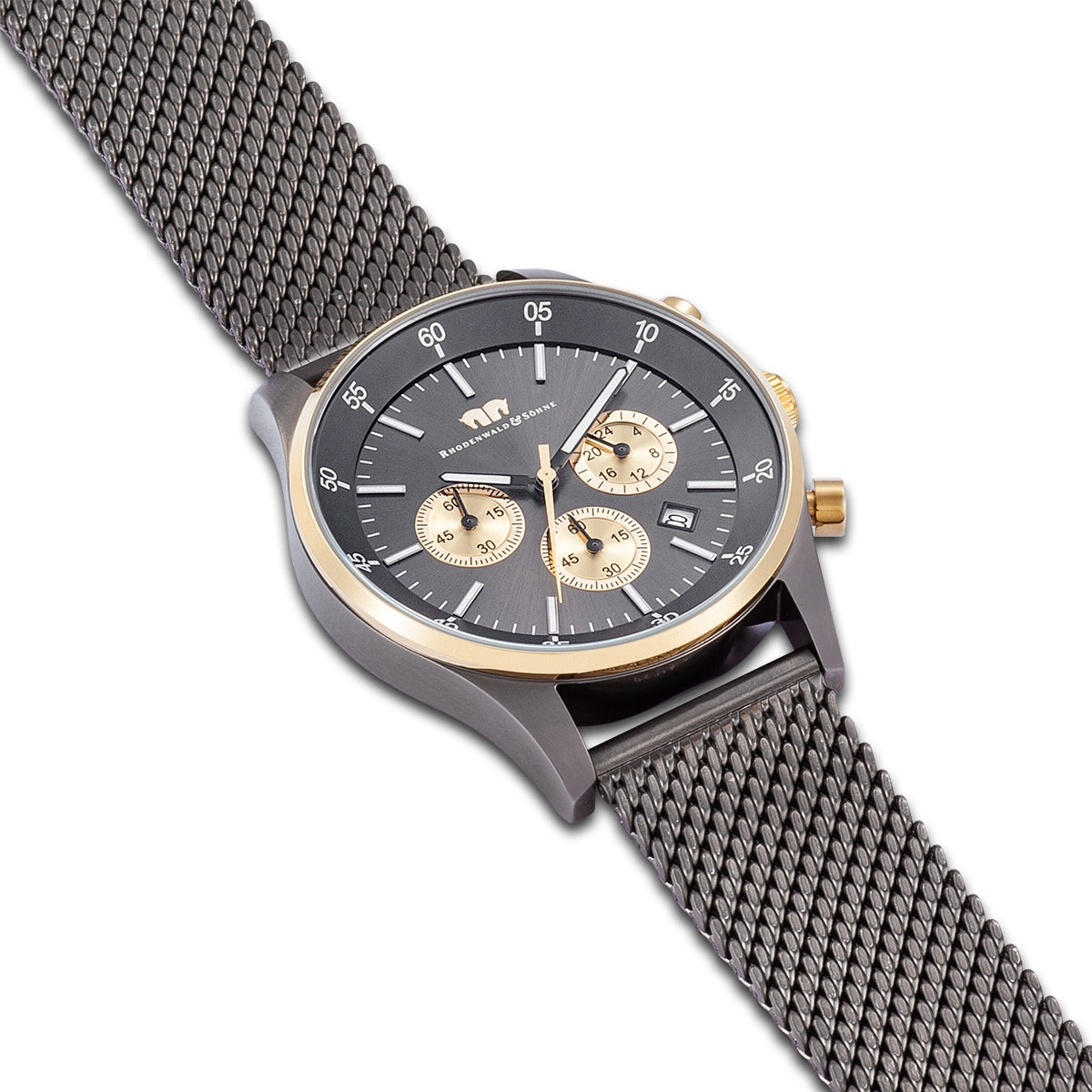 Herren Chronograph gelbgold Edelstahl anthrazit