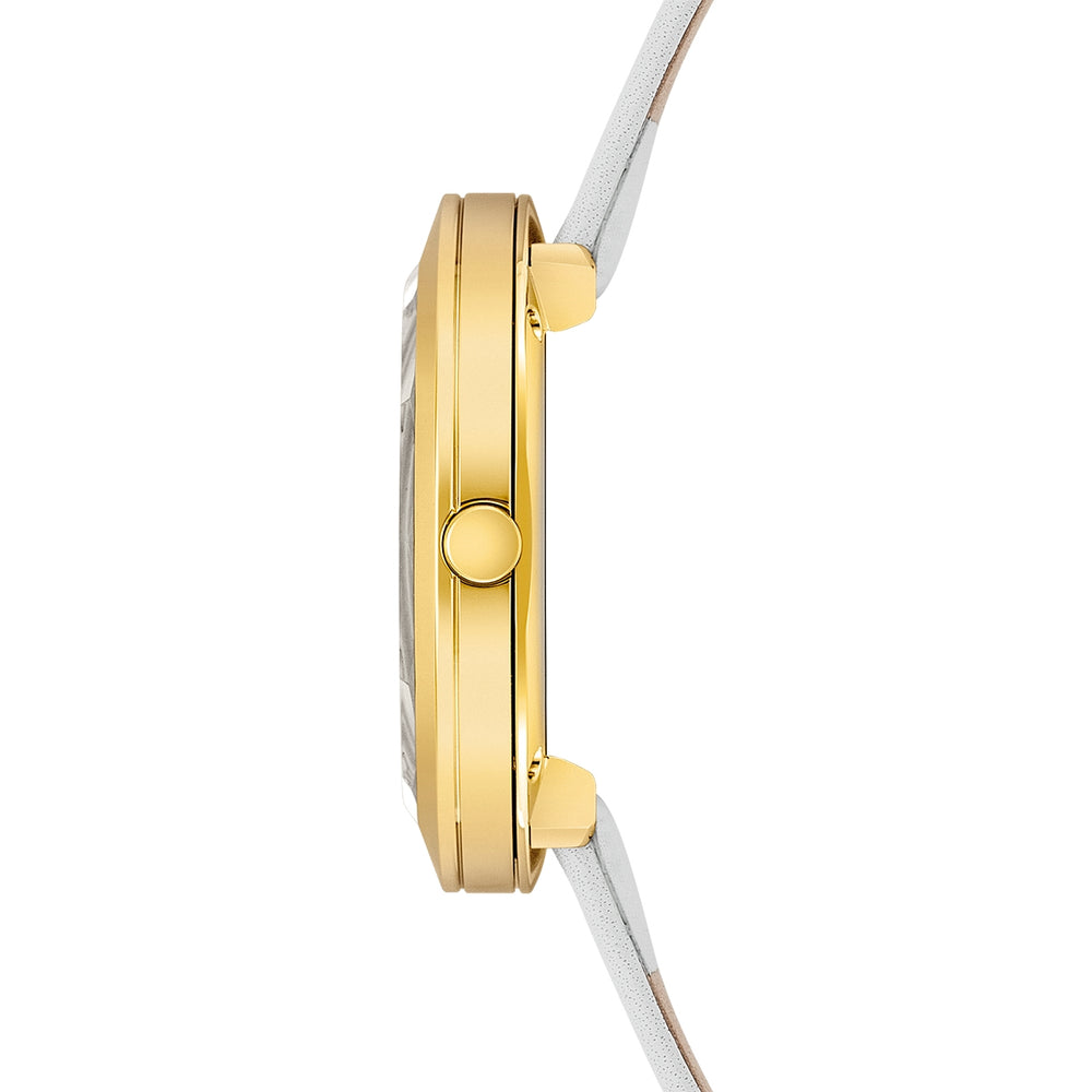 
                  
                    Damen Quarzuhr gelbgold Echtleder creme-weiß
                  
                