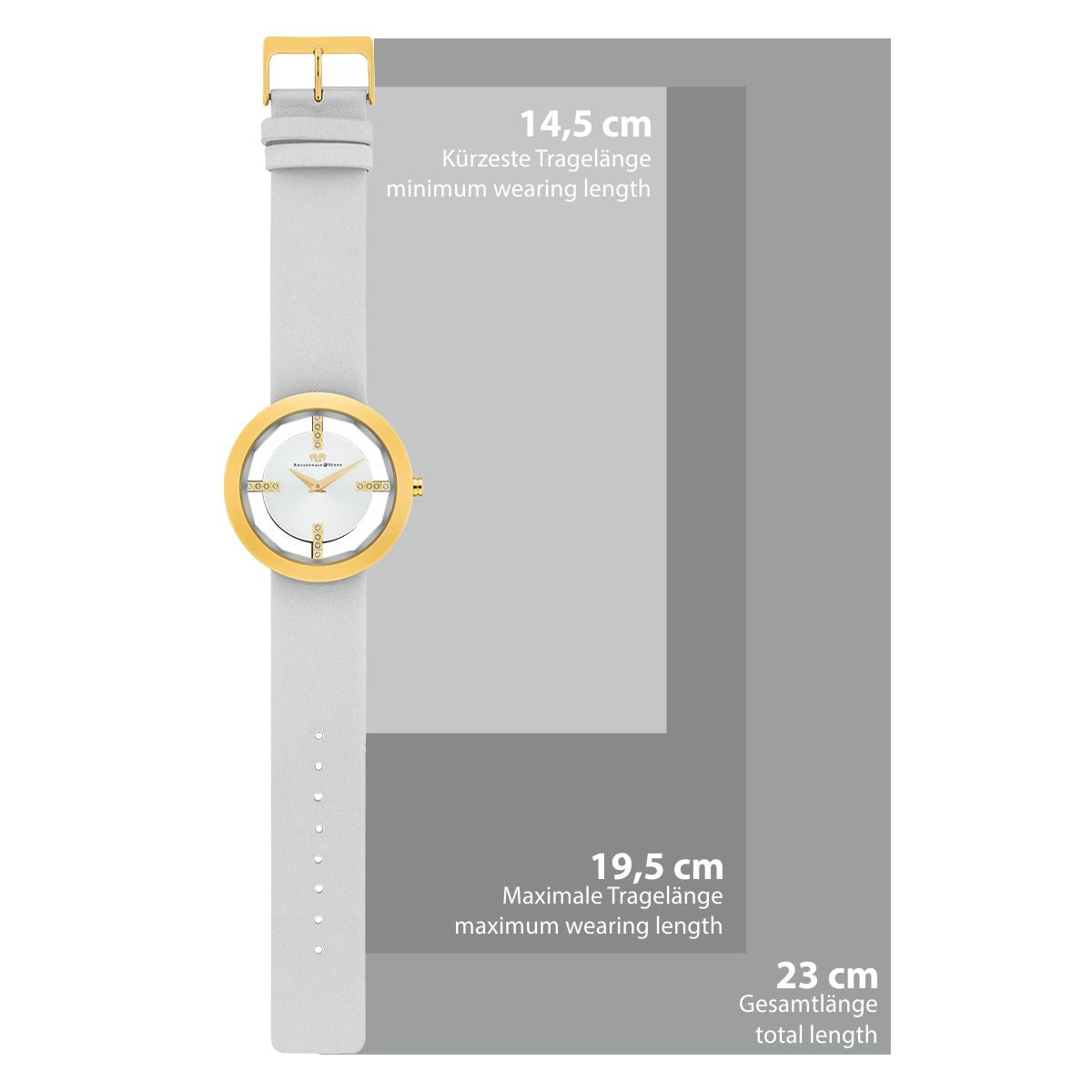 
                  
                    Damen Quarzuhr gelbgold Echtleder creme-weiß
                  
                