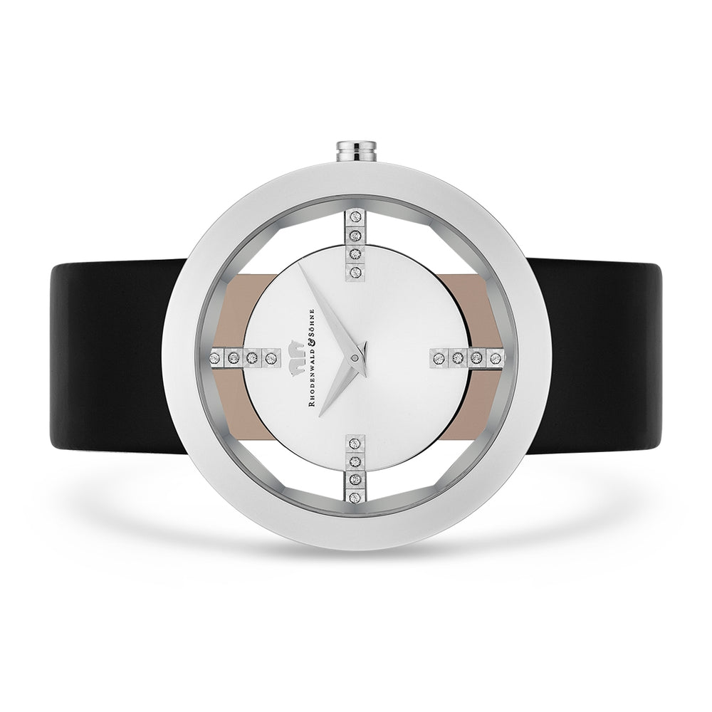 
                  
                    Damen Quarzuhr silber Echtleder schwarz
                  
                