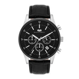 Herren Chronograph silber/schwarz Echtleder schwarz