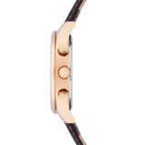 Herren Chronograph roségold Echtleder dunkelbraun
