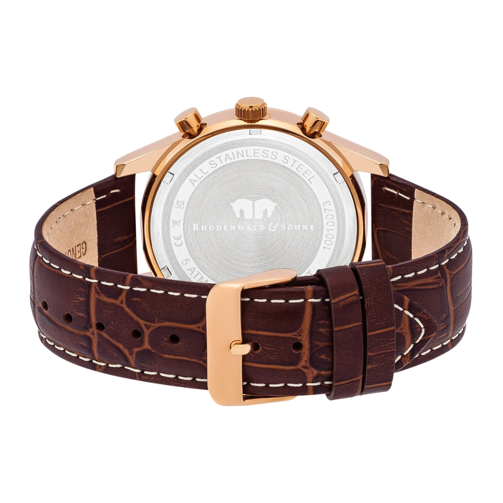 
                  
                    Herren Chronograph roségold Echtleder dunkelbraun
                  
                