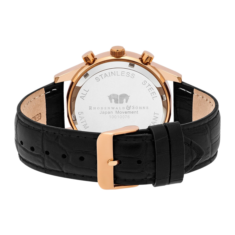 
                  
                    Herren Chronograph roségold Echtleder schwarz
                  
                