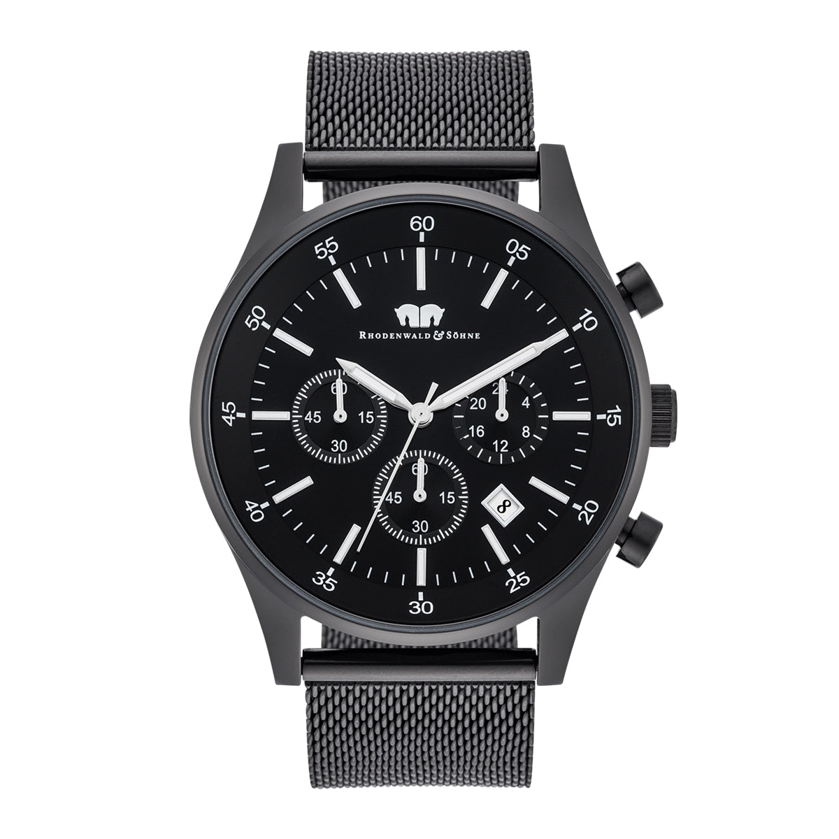 Herren Chronograph schwarz Edelstahl schwarz