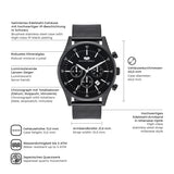 Herren Chronograph schwarz Edelstahl schwarz