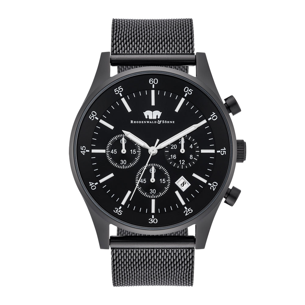 Herren Chronograph schwarz Edelstahl schwarz