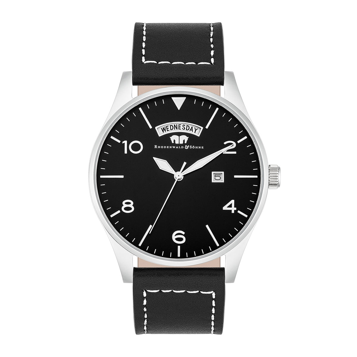 
                  
                    Herren Chronograph silber Echtleder schwarz
                  
                