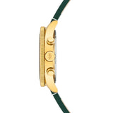 Herren Chronograph gelbgold Echtleder grün