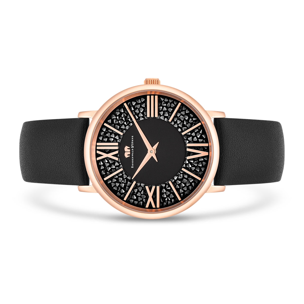 
                  
                    Damen Quarzuhr roségold Echtleder schwarz
                  
                