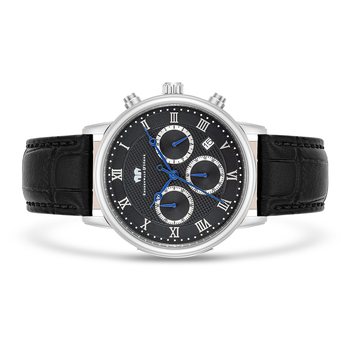 
                  
                    Herren Chronograph silber Echtleder schwarz
                  
                