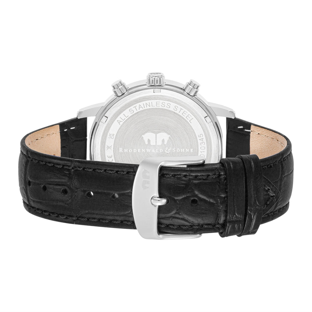 
                  
                    Herren Chronograph silber Echtleder schwarz
                  
                