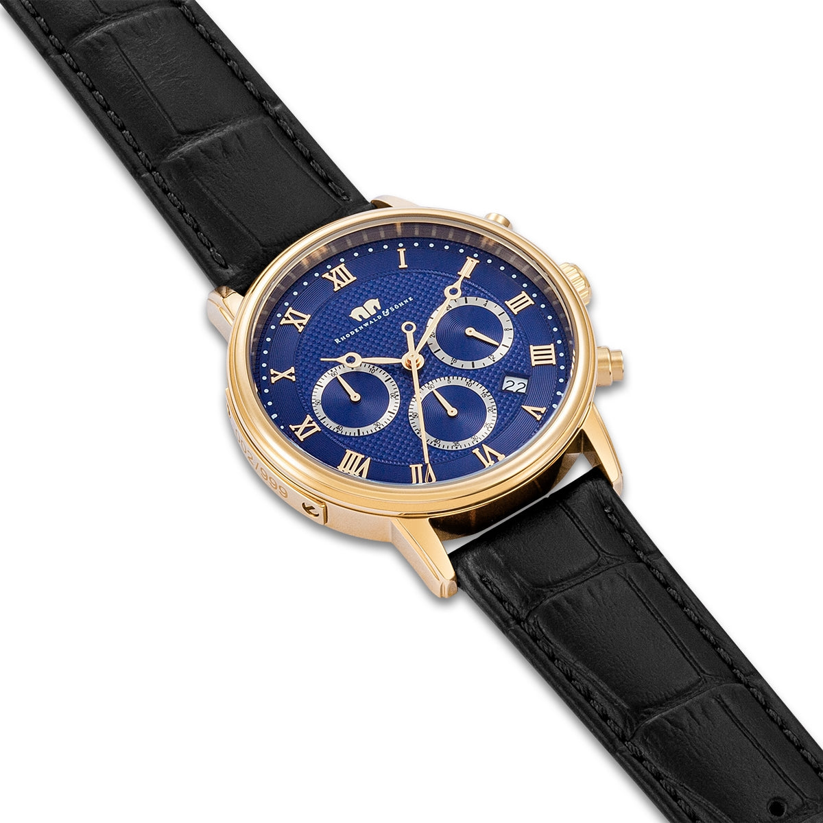 
                  
                    Herren Chronograph gelbgold Echtleder schwarz
                  
                