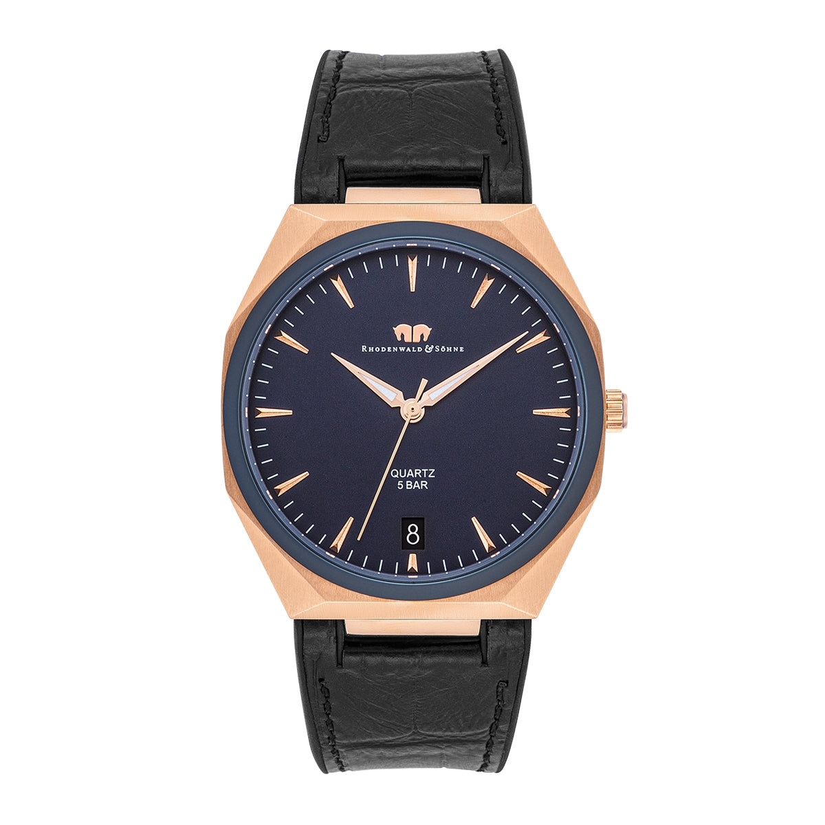 
                  
                    Herren Quarzuhr roségold Echtleder/Silikon schwarz
                  
                