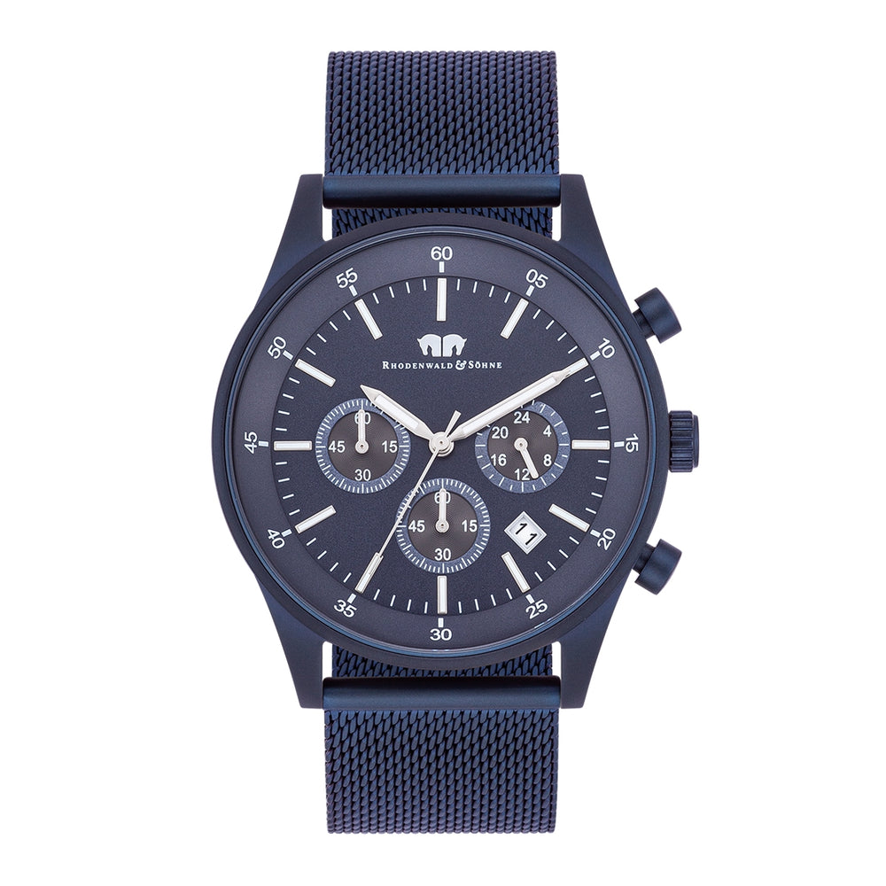 Herren Chronograph blau Edelstahl blau