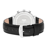 Herren Chronograph silber Echtleder schwarz