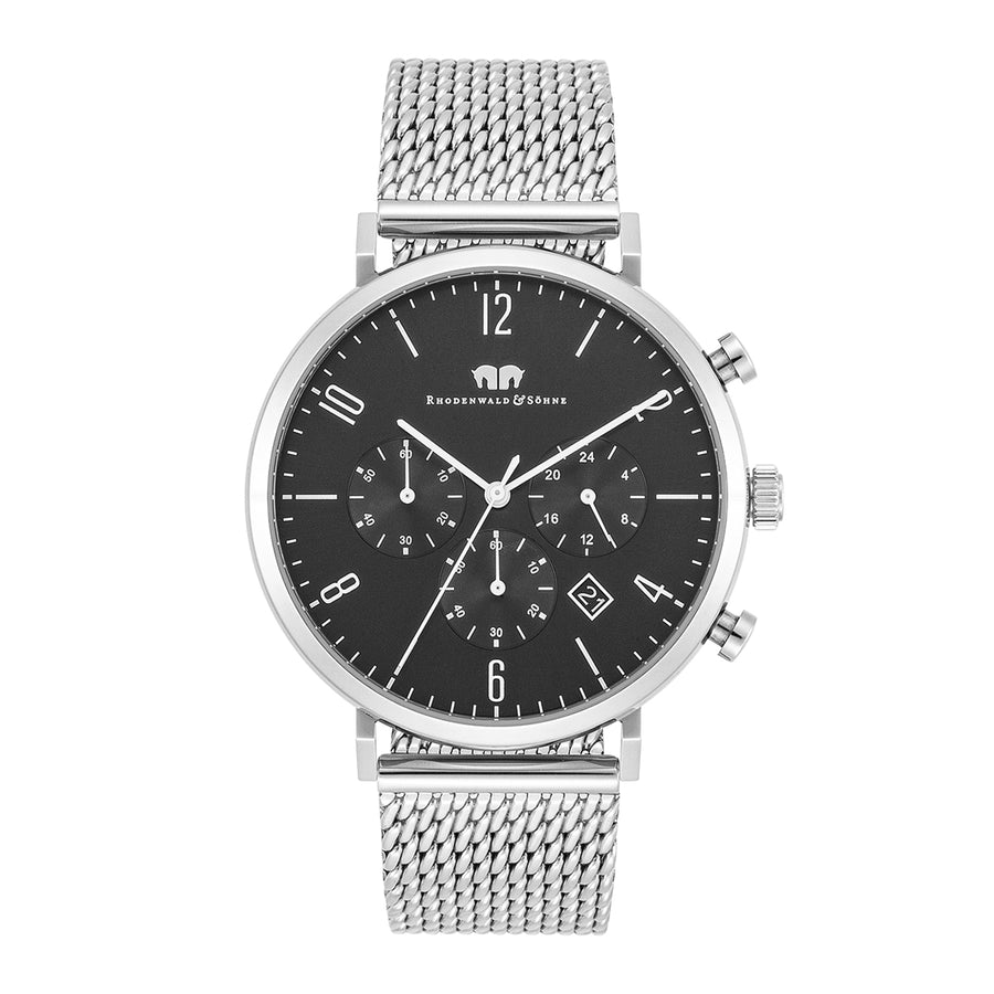 Herren Chronograph silber Edelstahl silber
