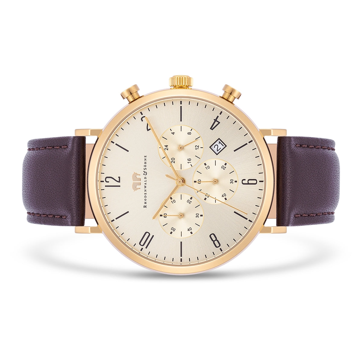 
                  
                    Herren Chronograph gelbgold Echtleder braun
                  
                