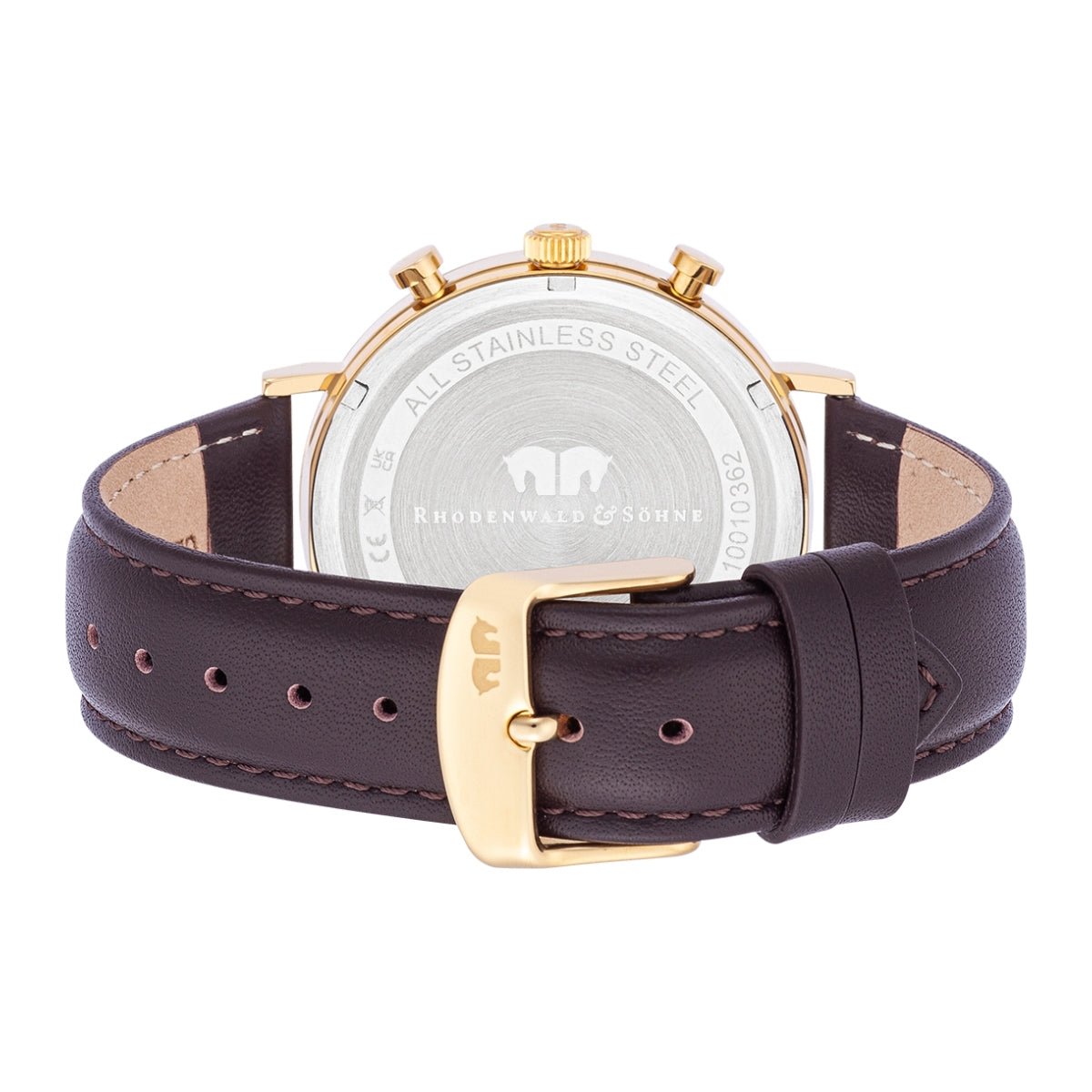 
                  
                    Herren Chronograph gelbgold Echtleder braun
                  
                