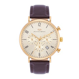 Herren Chronograph gelbgold Echtleder braun