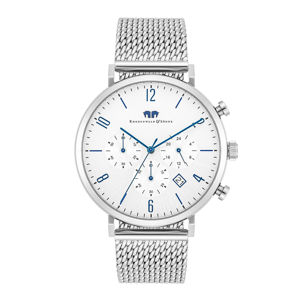 Herren Chronograph silber Edelstahl silber