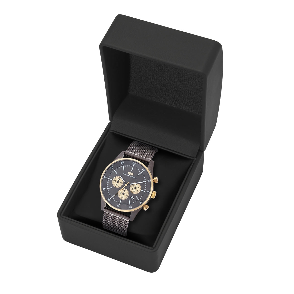 
                  
                    Herren Chronograph gelbgold Edelstahl anthrazit
                  
                