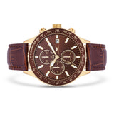 Herren Chronograph gelbgold Echtleder braun