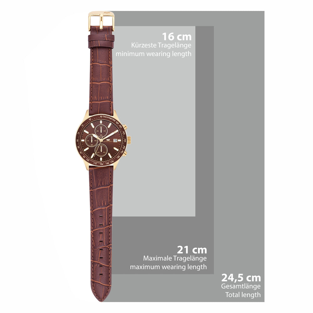 Herren Chronograph gelbgold Echtleder braun – Rhodenwald & Söhne