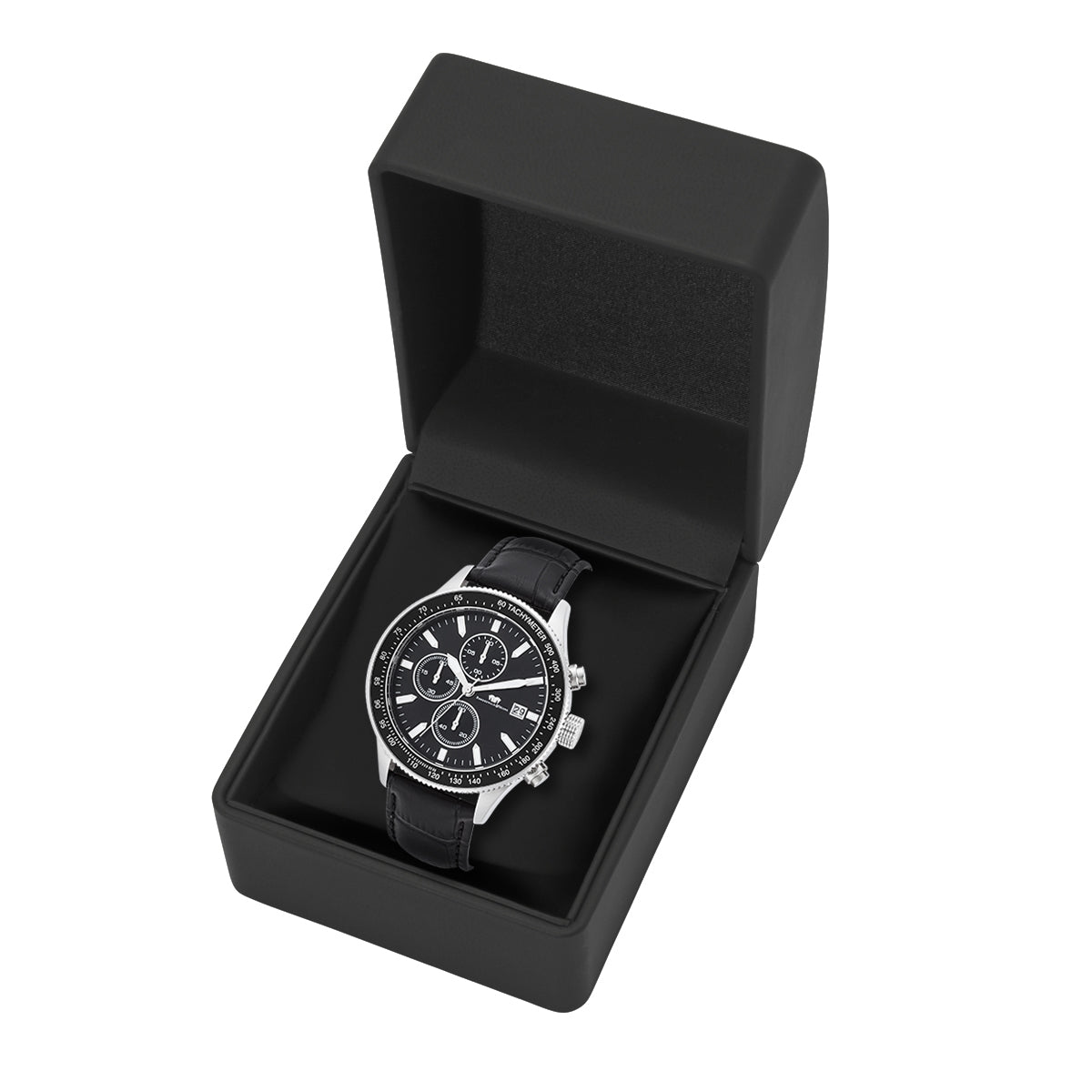
                  
                    Herren Chronograph silber Echtleder schwarz
                  
                