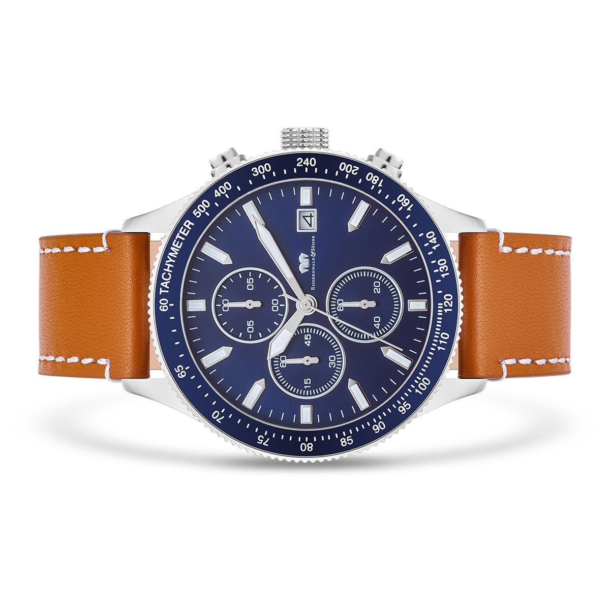 
                  
                    Herren Chronograph silber Echtleder braun
                  
                