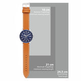 Herren Chronograph silber Echtleder braun