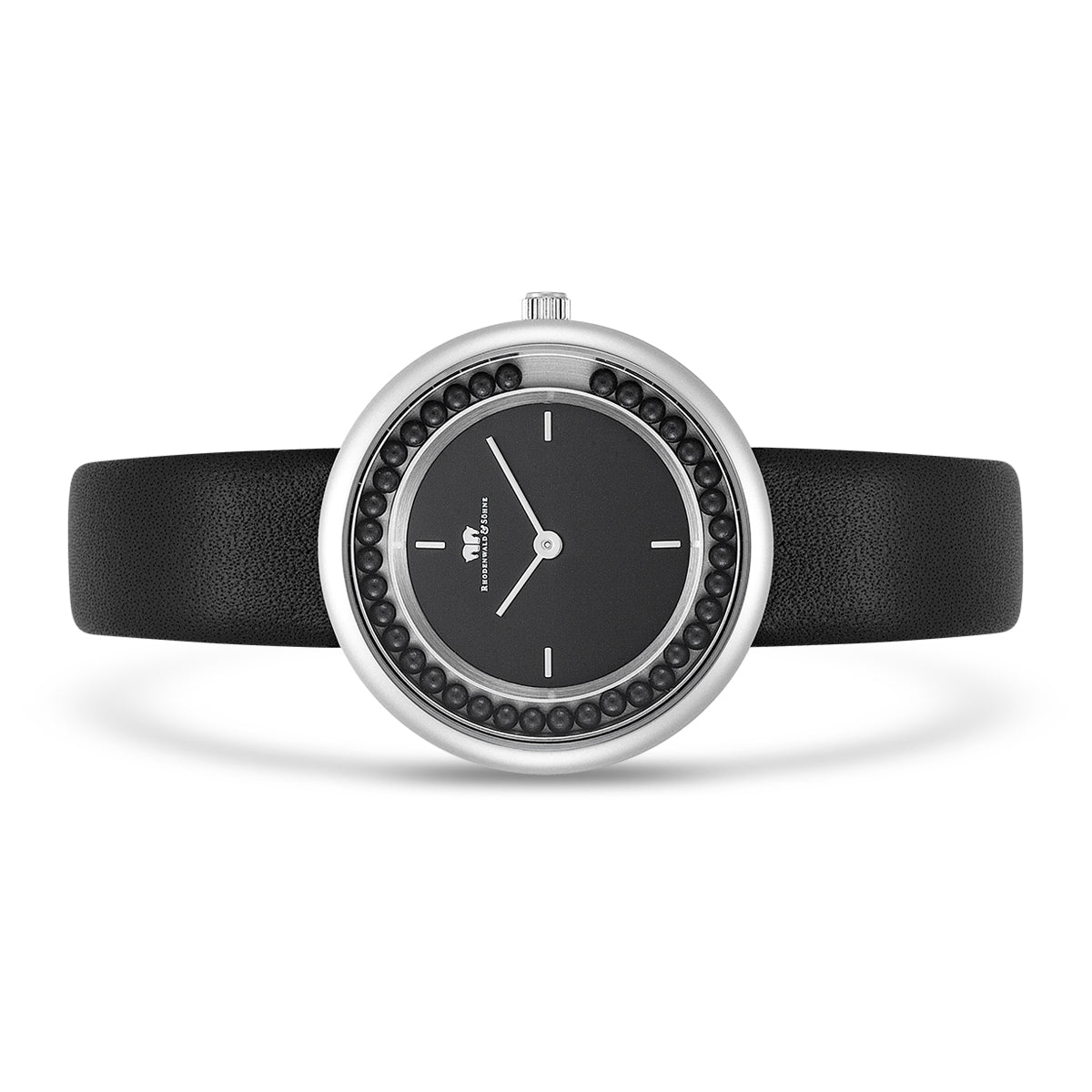 
                  
                    Damen Quarzuhr silber Echtleder schwarz
                  
                