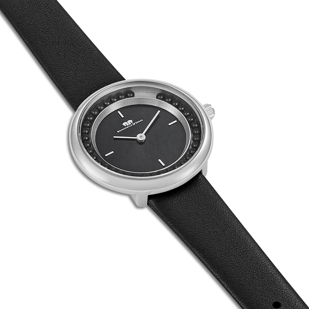 
                  
                    Damen Quarzuhr silber Echtleder schwarz
                  
                