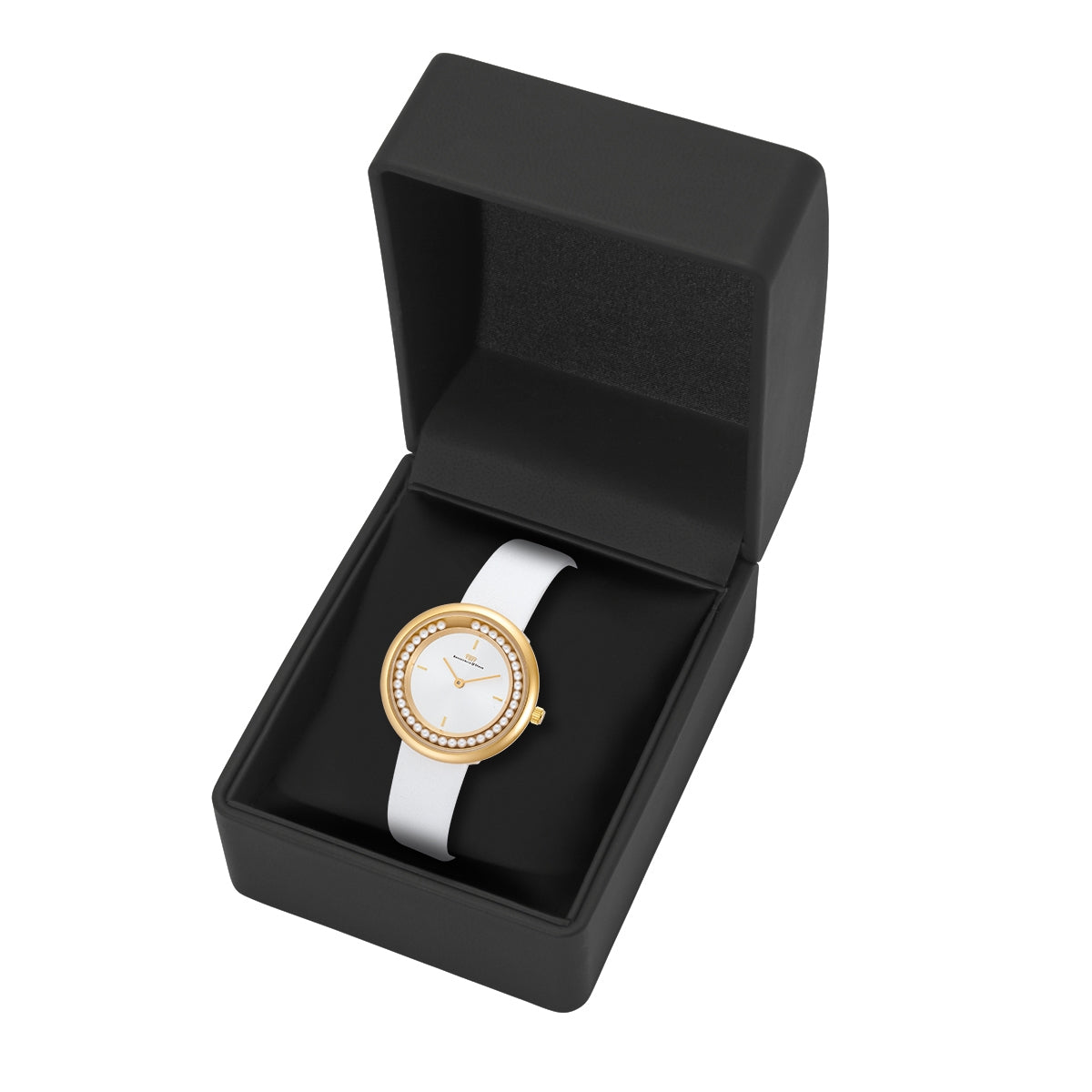 
                  
                    Damen Quarzuhr gelbgold Echtleder weiß
                  
                