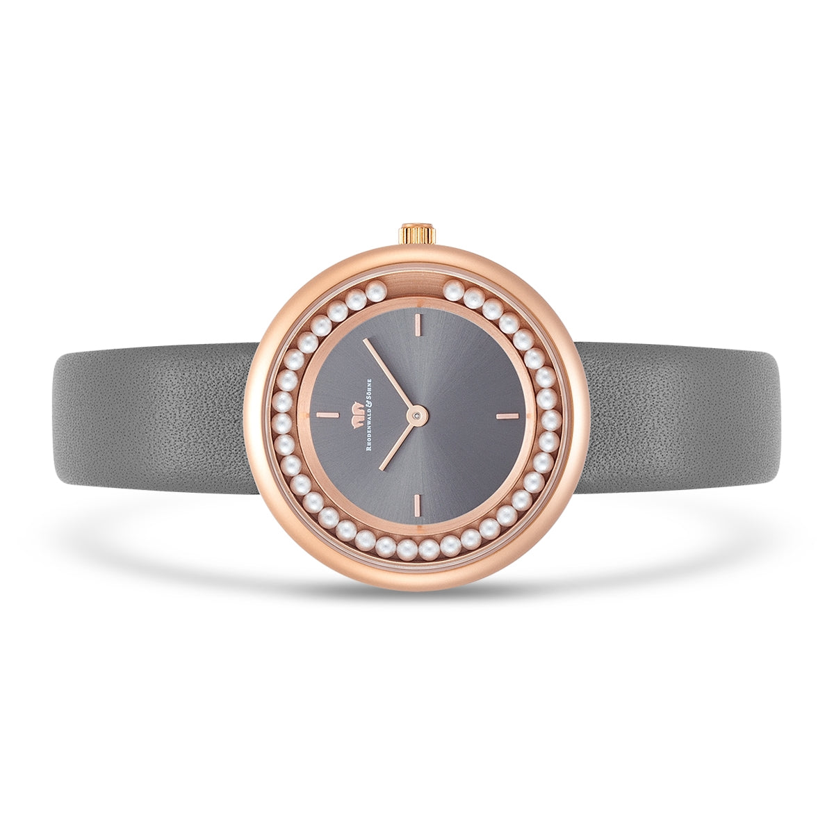
                  
                    Damen Quarzuhr roségold Echtleder grau
                  
                