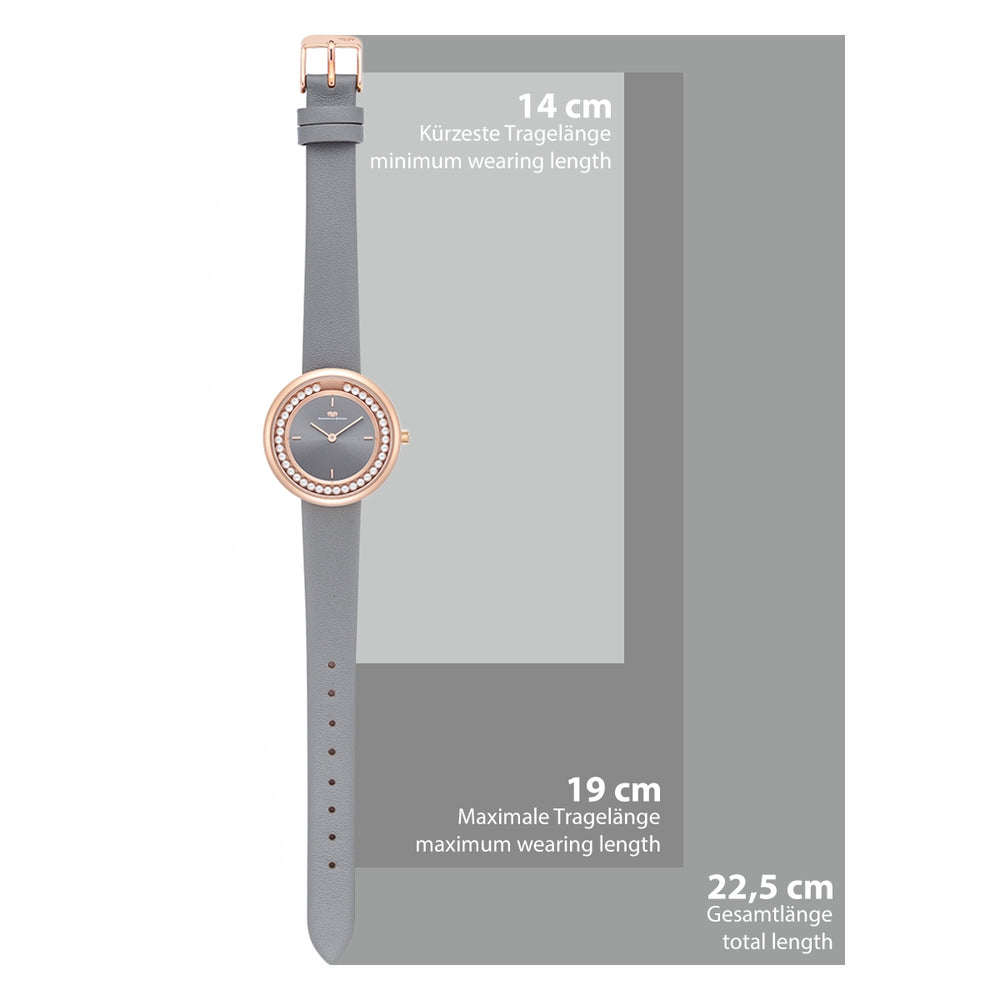 
                  
                    Damen Quarzuhr roségold Echtleder grau
                  
                