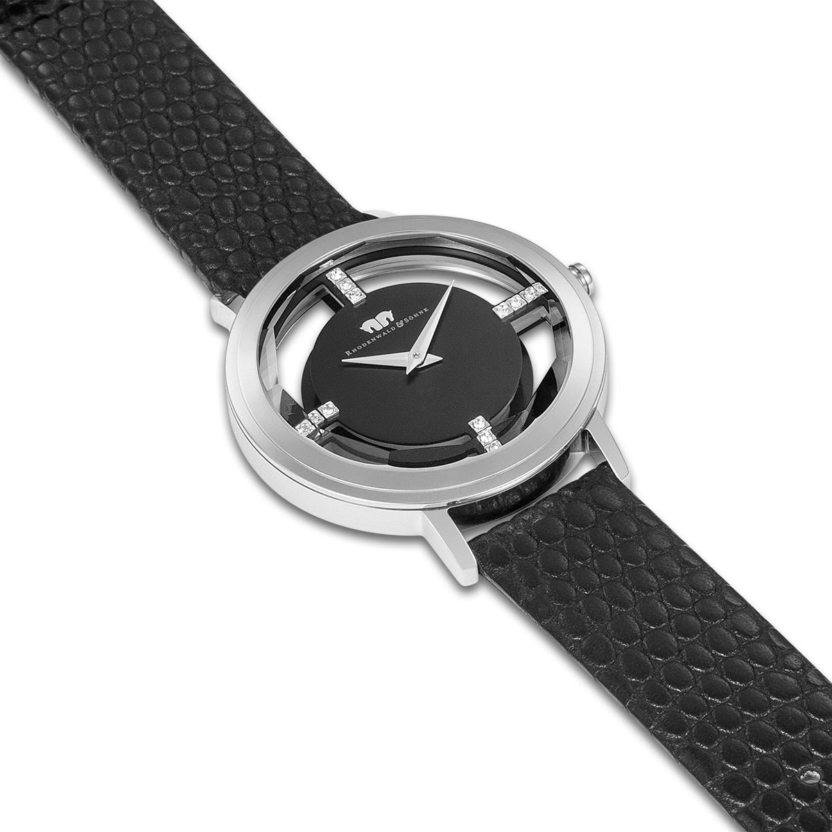 
                  
                    Damen Quarzuhr silber Echtleder schwarz
                  
                