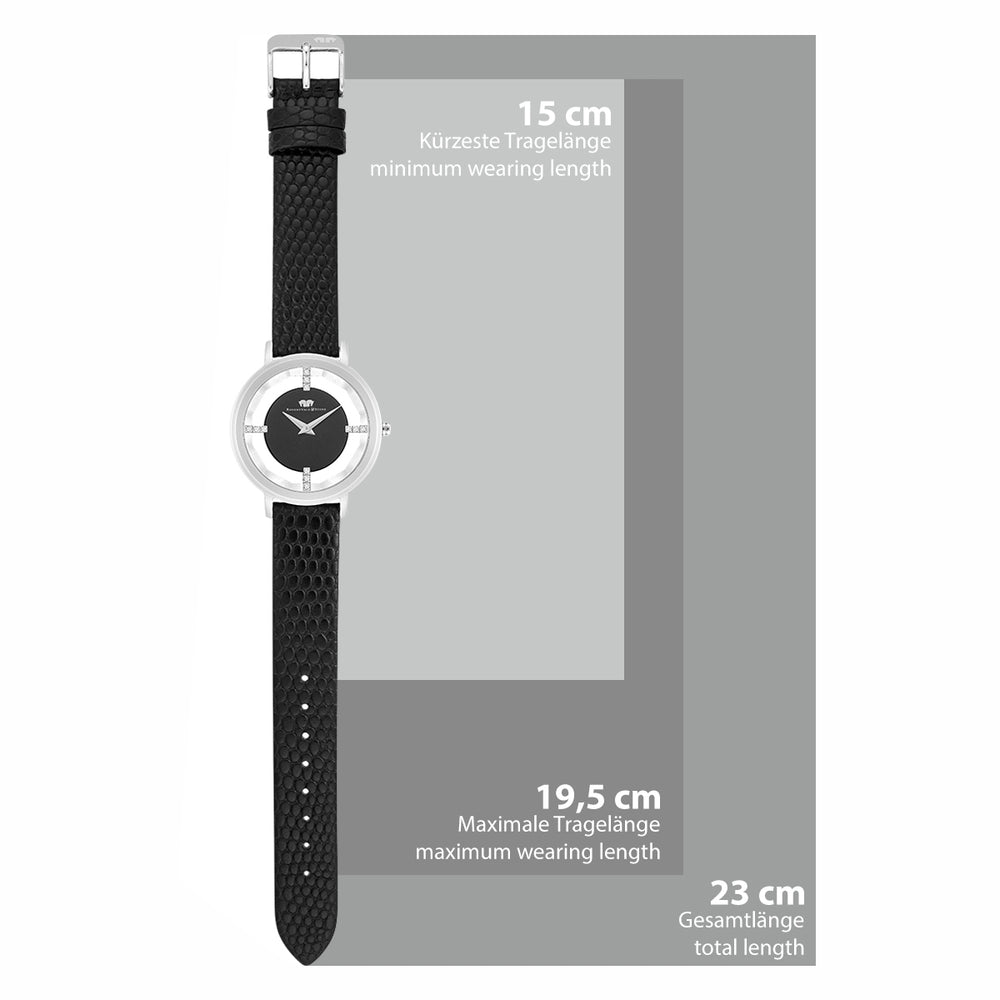 
                  
                    Damen Quarzuhr silber Echtleder schwarz
                  
                