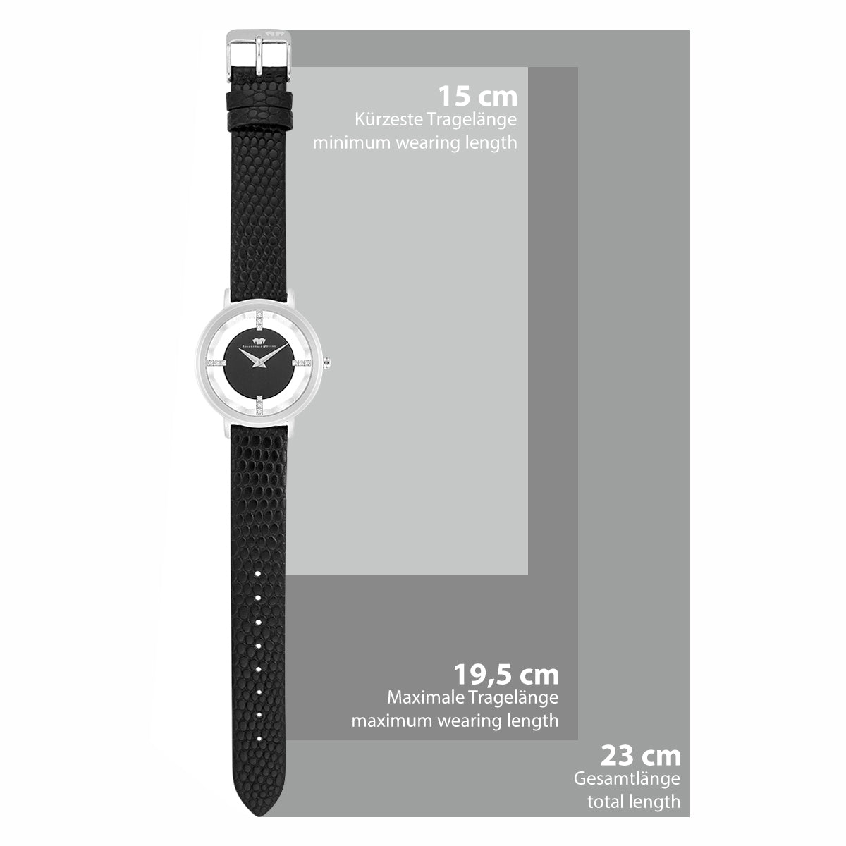 
                  
                    Damen Quarzuhr silber Echtleder schwarz
                  
                