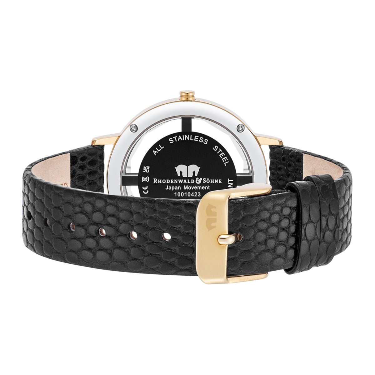 
                  
                    Damen Quarzuhr gelbgold Echtleder schwarz
                  
                