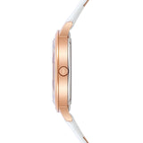 Damen Quarzuhr roségold Echtleder weiß